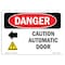 Signmission Safety Sign, OSHA Danger, 18" Height, Rigid Plastic, Caution Automatic Door (Left Arrow), Landscape OS-DS-P-1824-L-2248 - alternate 1